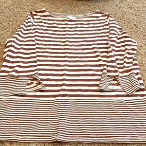 J Jill chocolate cream 3/4 sleeve tee size S